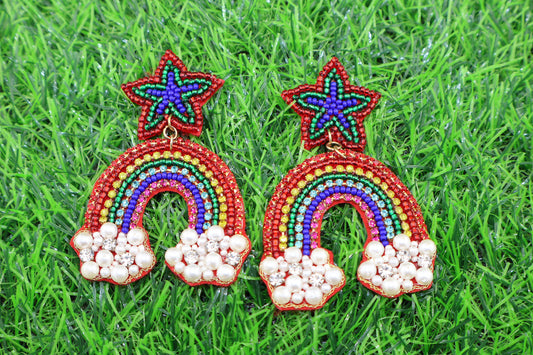 Rainbow Stars Clouds Seed Beaded