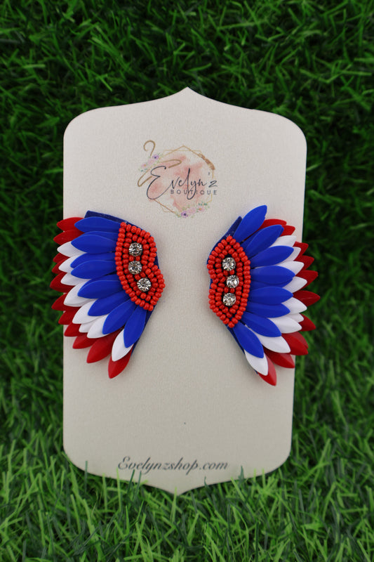 Patriotic Color Fan Seed Beaded Earrings