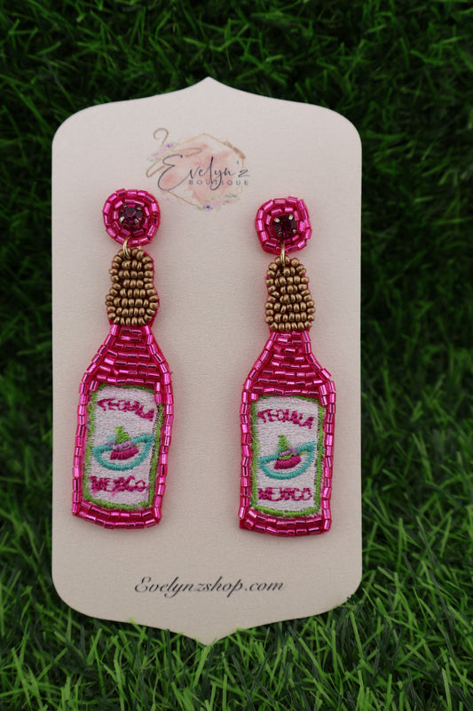 tequila seed beaded earrings