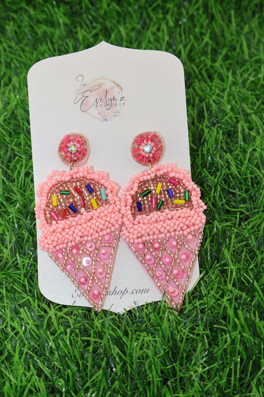 Ice cream seed beaded earrings